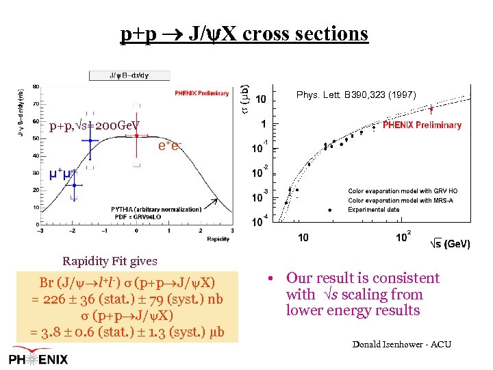 p+p J/ X cross sections Phys. Lett. B 390, 323 (1997) p+p, s=200 Ge.