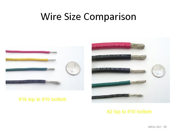 Wire Size Comparison #16 top to #10 bottom #2 top to #10 bottom MElec-Ch