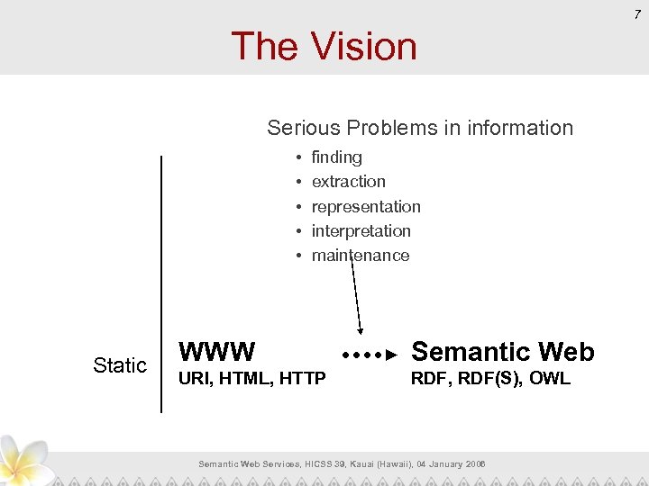 7 The Vision Serious Problems in information • • • Static finding extraction representation