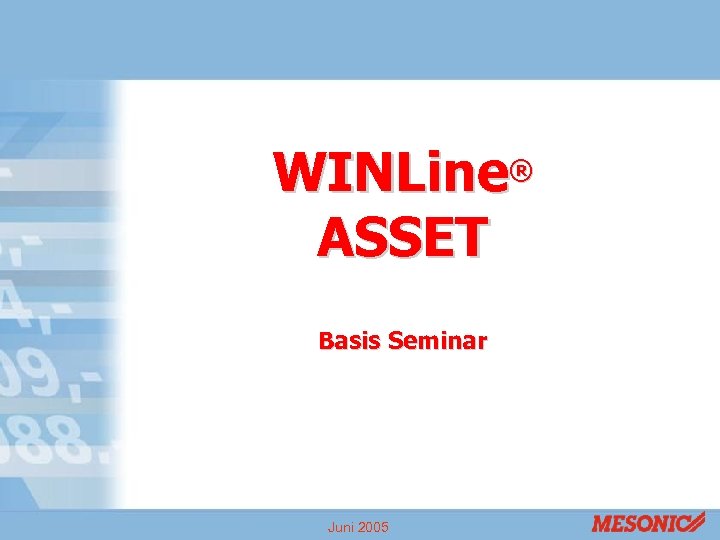 WINLine® ASSET Basis Seminar Juni 2005 