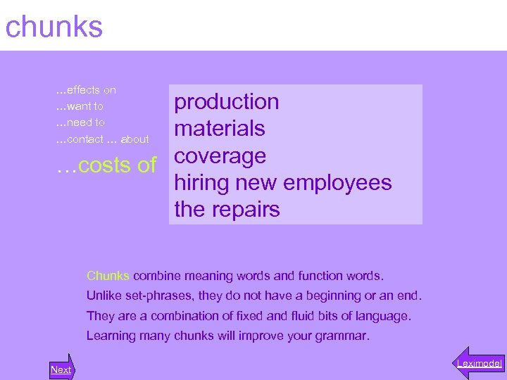 chunks …effects on …want to …need to …contact … about production materials coverage …costs