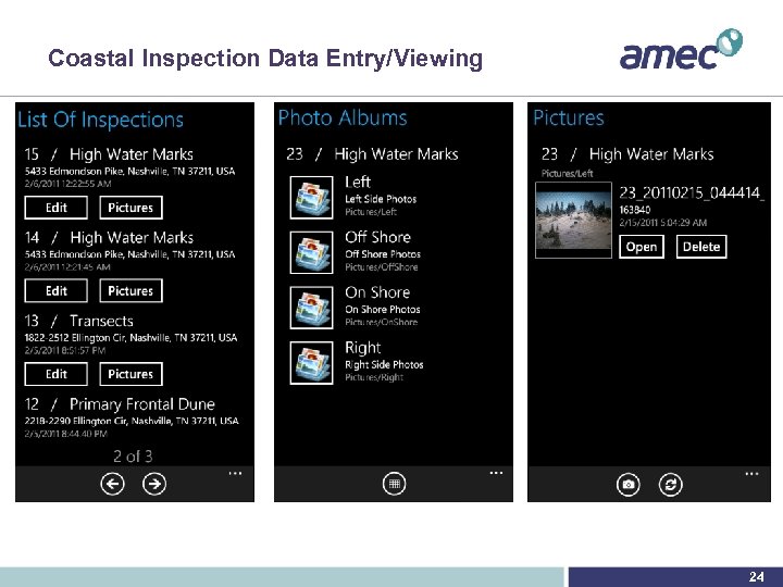 Coastal Inspection Data Entry/Viewing 24 