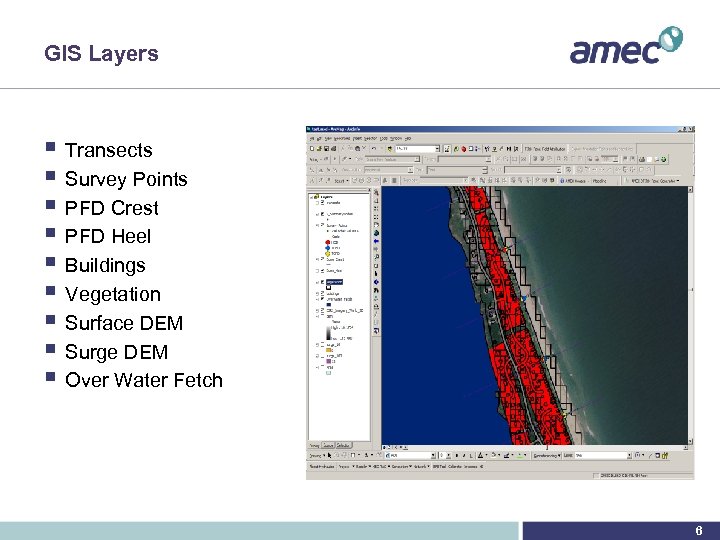 GIS Layers § Transects § Survey Points § PFD Crest § PFD Heel §