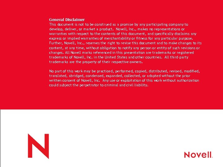 General Disclaimer This document is not to be construed as a promise by any