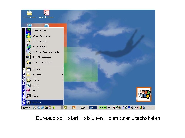 Bureaublad – start – afsluiten – computer uitschakelen 
