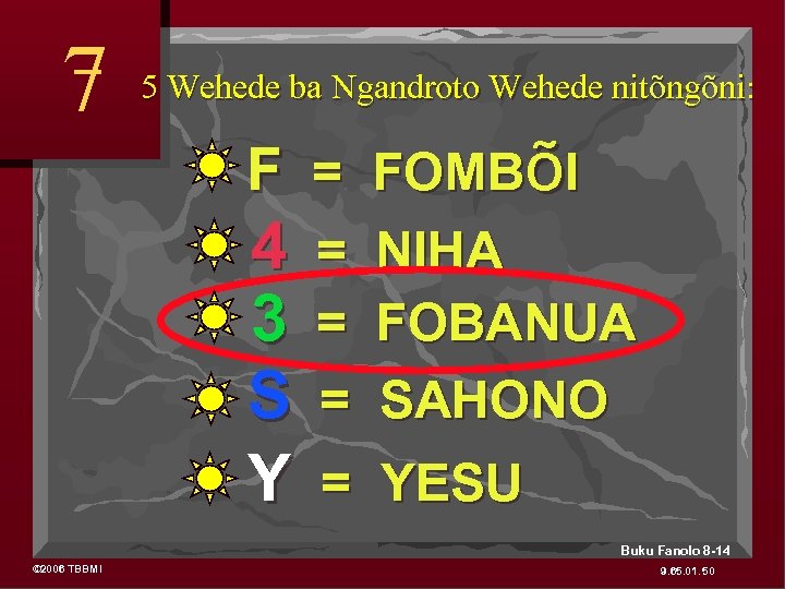 7 5 Wehede ba Ngandroto Wehede nitõngõni: F = FOMBõI 4 3 S Y