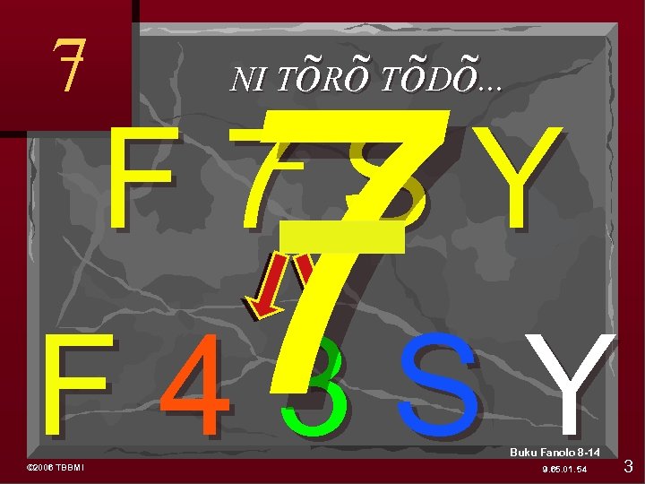 7 7 NI TõRõ TõDõ. . . F 7 SY F 43 SY ©