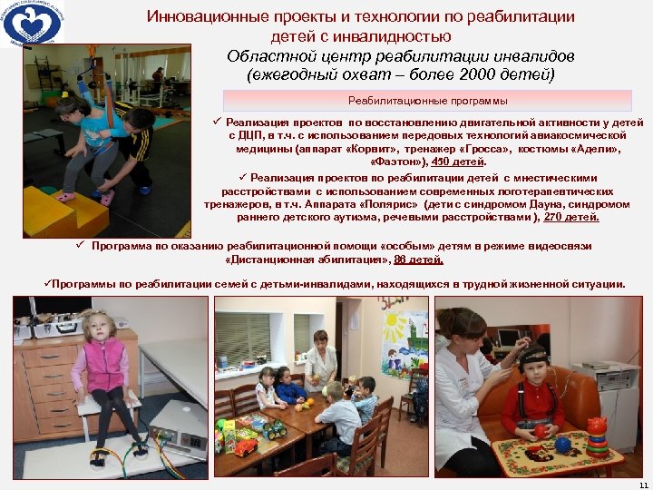 Инновационные проекты и технологии по реабилитации детей с инвалидностью Областной центр реабилитации инвалидов (ежегодный