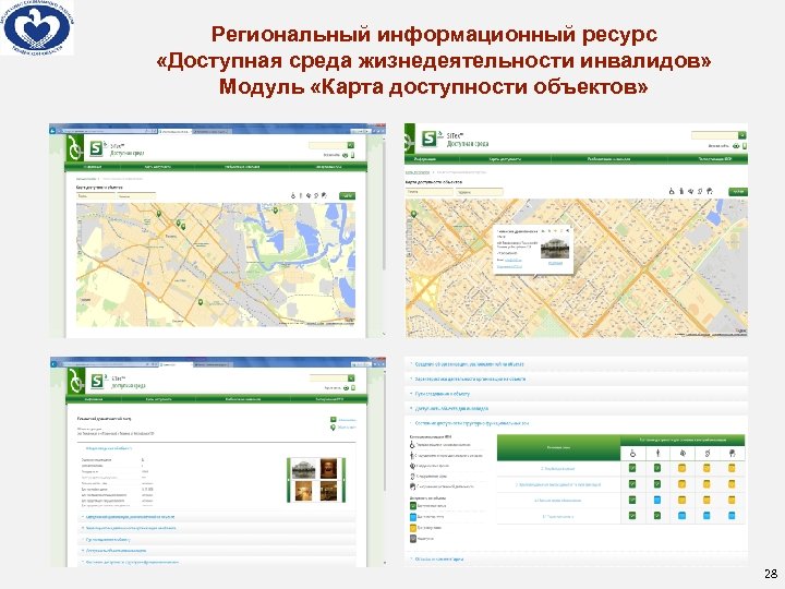 Региональный информационный ресурс «Доступная среда жизнедеятельности инвалидов» Модуль «Карта доступности объектов» 28 28 