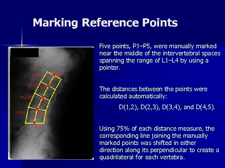 Marking Reference Points Five points, P 1–P 5, were manually marked near the middle