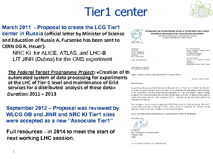 Tier 1 center March 2011 - Proposal to create the LCG Tier 1 center