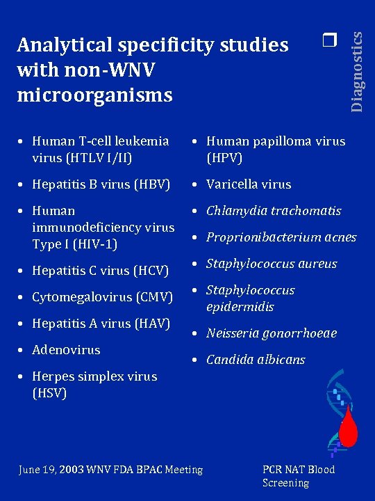 r • Human T-cell leukemia virus (HTLV I/II) • Human papilloma virus (HPV) •