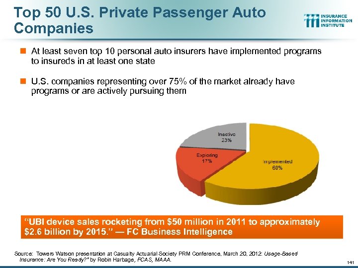 Top 50 U. S. Private Passenger Auto Companies n At least seven top 10