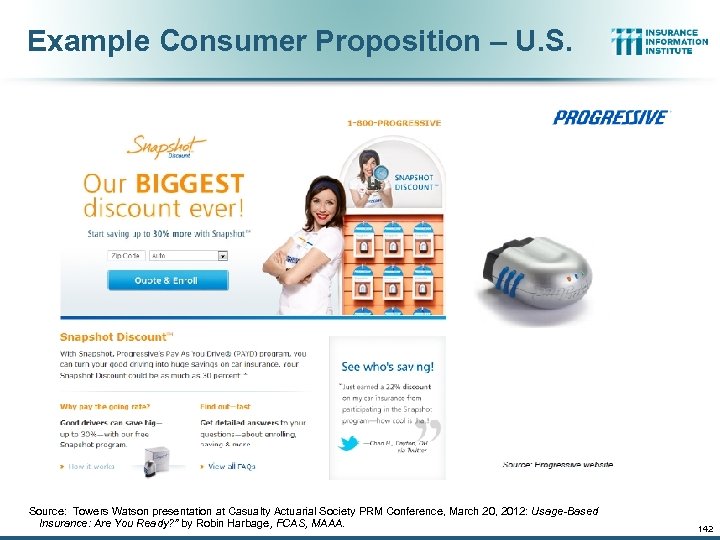 Example Consumer Proposition – U. S. Source: Towers Watson presentation at Casualty Actuarial Society