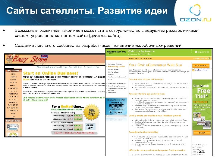 Сайты сателлиты. Развитие идеи Ø Возможным развитием такой идеи может стать сотрудничество с ведущими