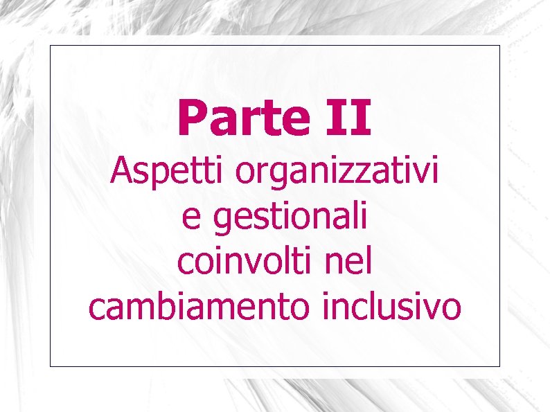 Parte II Aspetti organizzativi e gestionali coinvolti nel cambiamento inclusivo 