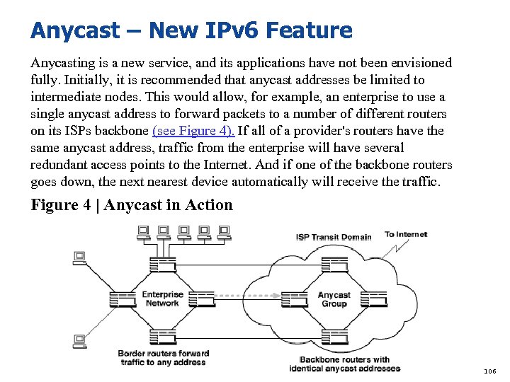 Anycast – New IPv 6 Feature Anycasting is a new service, and its applications