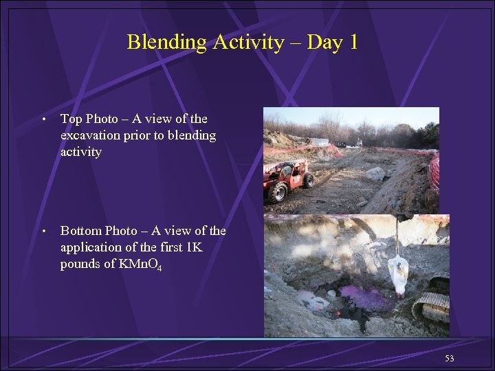 Blending Activity – Day 1 • Top Photo – A view of the excavation