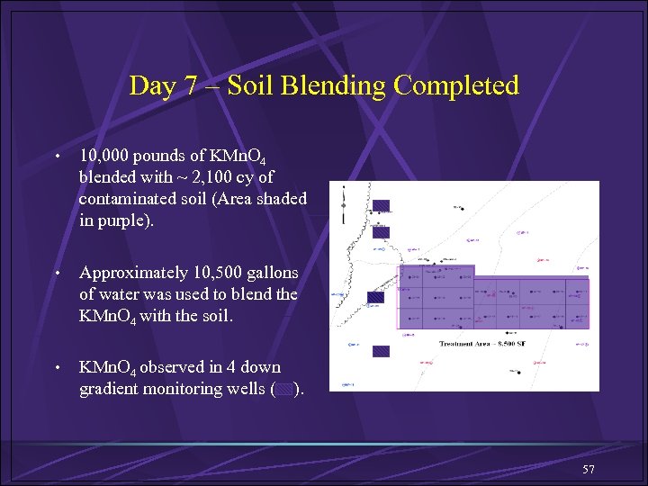 Day 7 – Soil Blending Completed • 10, 000 pounds of KMn. O 4