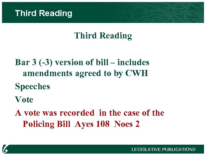 Third Reading Bar 3 (-3) version of bill – includes amendments agreed to by