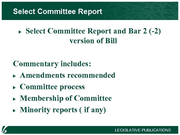 Select Committee Report and Bar 2 (-2) version of Bill Commentary includes: Amendments recommended