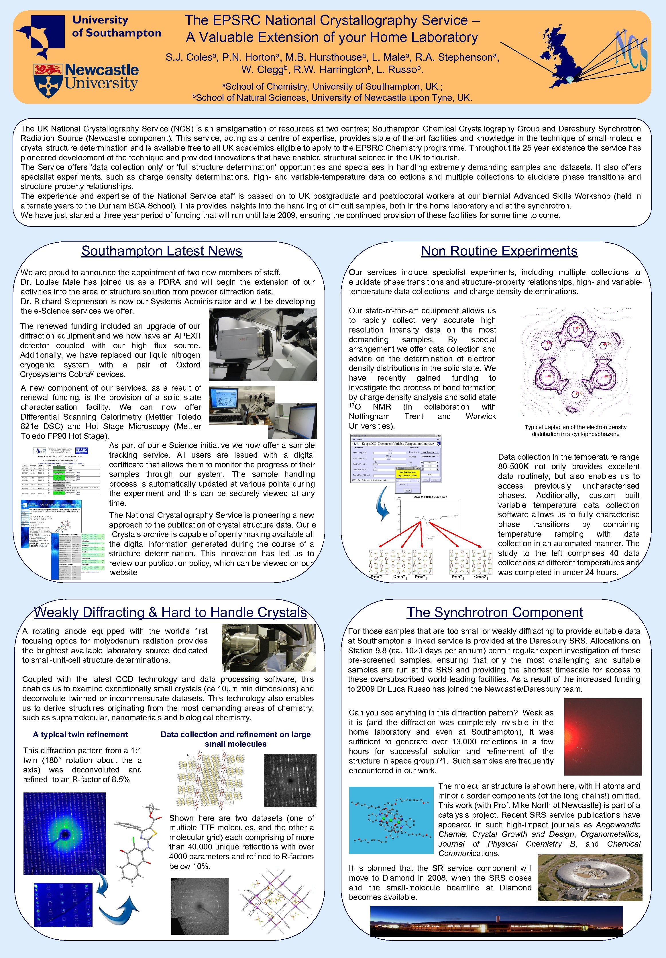 The EPSRC National Crystallography Service – A Valuable Extension of your Home Laboratory S.