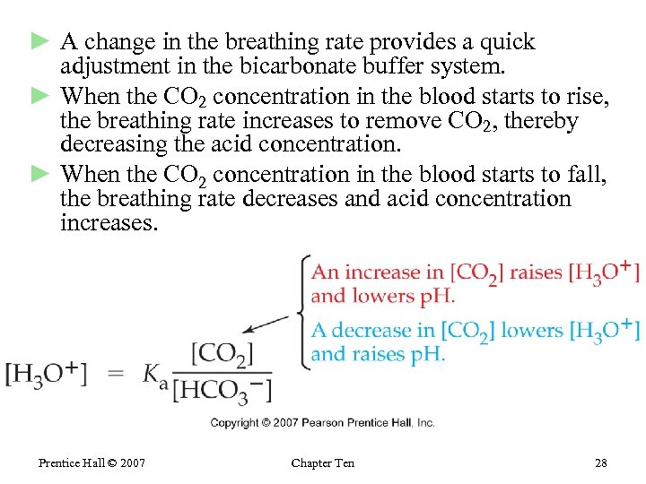 ► A change in the breathing rate provides a quick adjustment in the bicarbonate