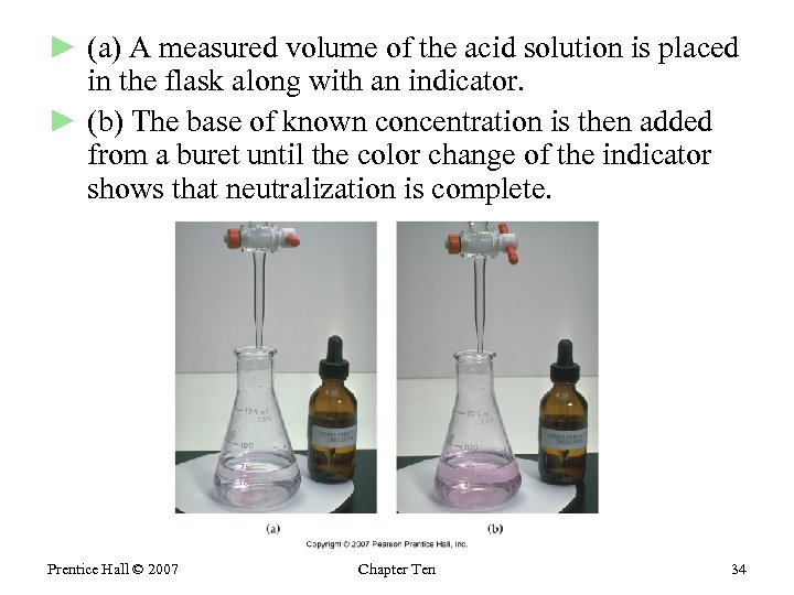 ► (a) A measured volume of the acid solution is placed in the flask