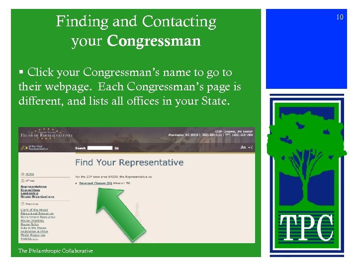 Finding and Contacting your Congressman § Click your Congressman’s name to go to their