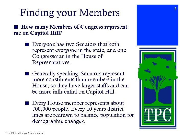 Finding your Members ■ How many Members of Congress represent me on Capitol Hill?