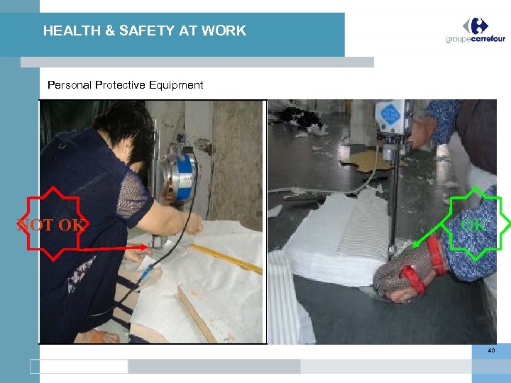 HEALTH & SAFETY AT WORK Personal Protective Equipment NOT OK OK 40 