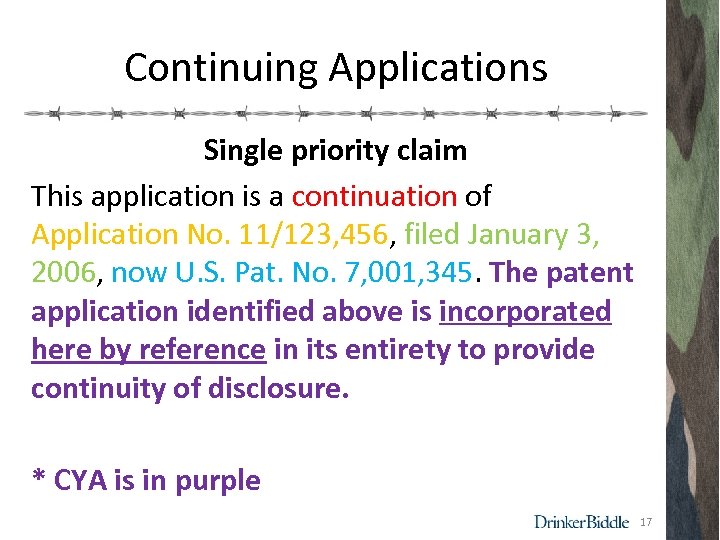 Continuing Applications Single priority claim This application is a continuation of Application No. 11/123,