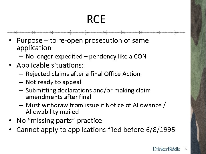 RCE • Purpose – to re-open prosecution of same application – No longer expedited