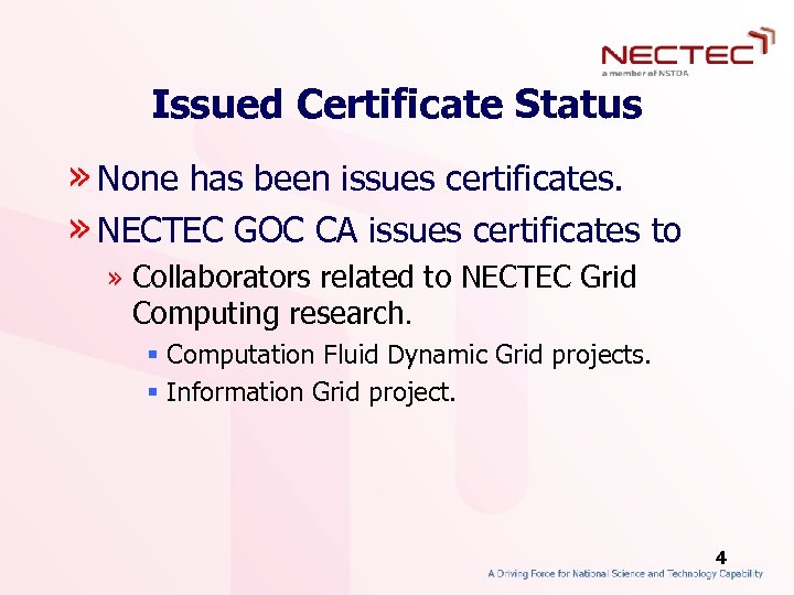 Issued Certificate Status » None has been issues certificates. » NECTEC GOC CA issues