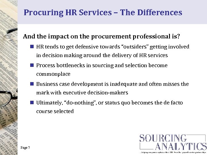 Procuring HR Services – The Differences And the impact on the procurement professional is?