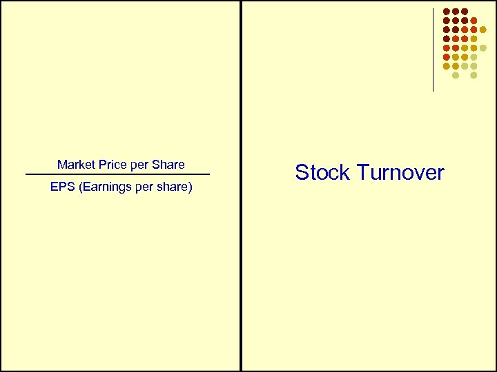 Market Price per Share EPS (Earnings per share) Stock Turnover 