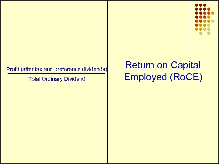 Profit (after tax and preference dividends) Total Ordinary Dividend Return on Capital Employed (Ro.