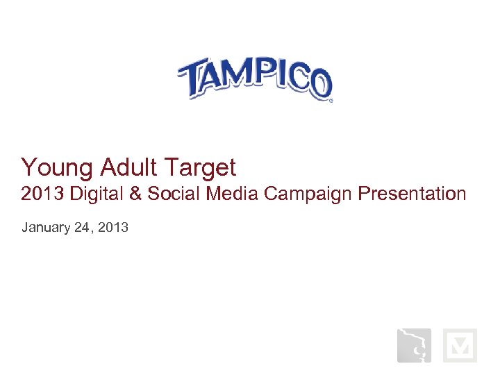 Young Adult Target 2013 Digital & Social Media Campaign Presentation January 24, 2013 