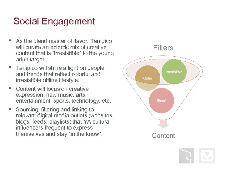 Social Engagement • As the blend master of flavor, Tampico will curate an eclectic
