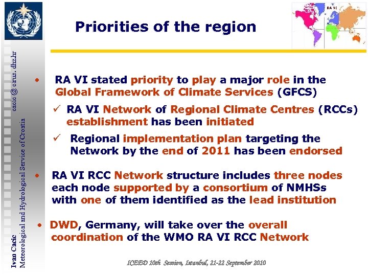 Ivan Cacic cacic @ cirus. dhz. hr Meteorological and Hydrological Service of Croatia Priorities