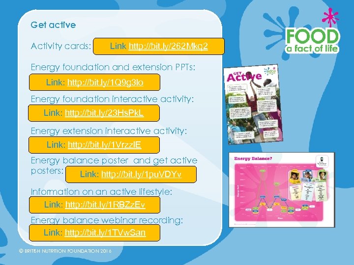 Get active Activity cards: Link http: //bit. ly/262 Mkq 2 Energy foundation and extension