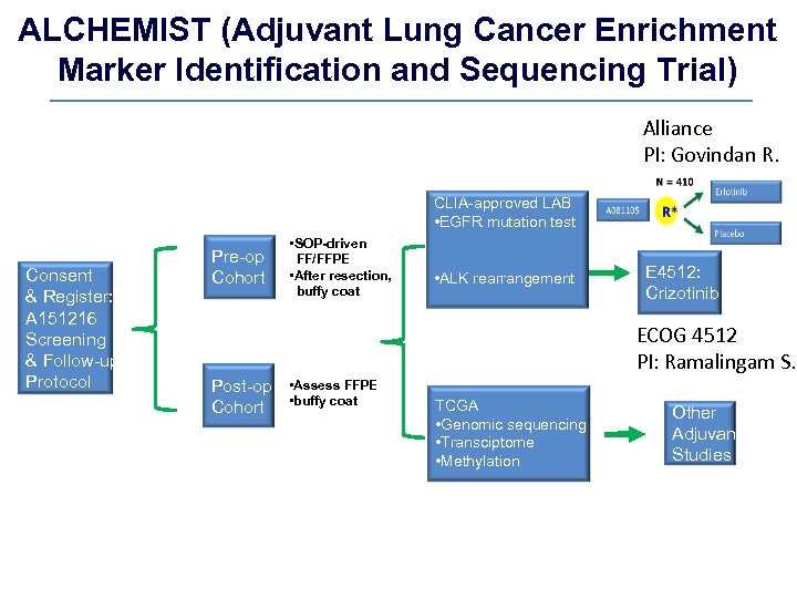ALCHEMIST (Adjuvant Lung Cancer Enrichment Marker Identification and Sequencing Trial) Alliance PI: Govindan R.