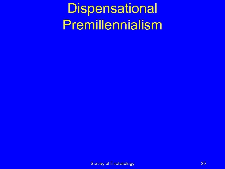 Dispensational Premillennialism Survey of Eschatology 25 