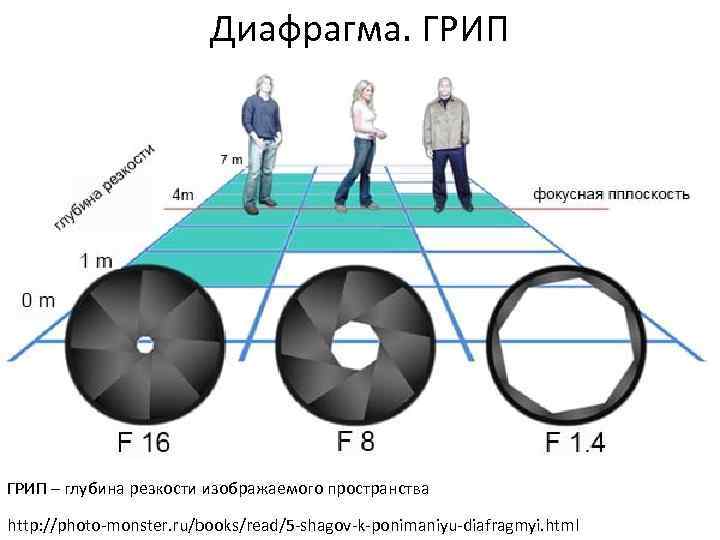 Диафрагма. ГРИП – глубина резкости изображаемого пространства http: //photo-monster. ru/books/read/5 -shagov-k-ponimaniyu-diafragmyi. html 