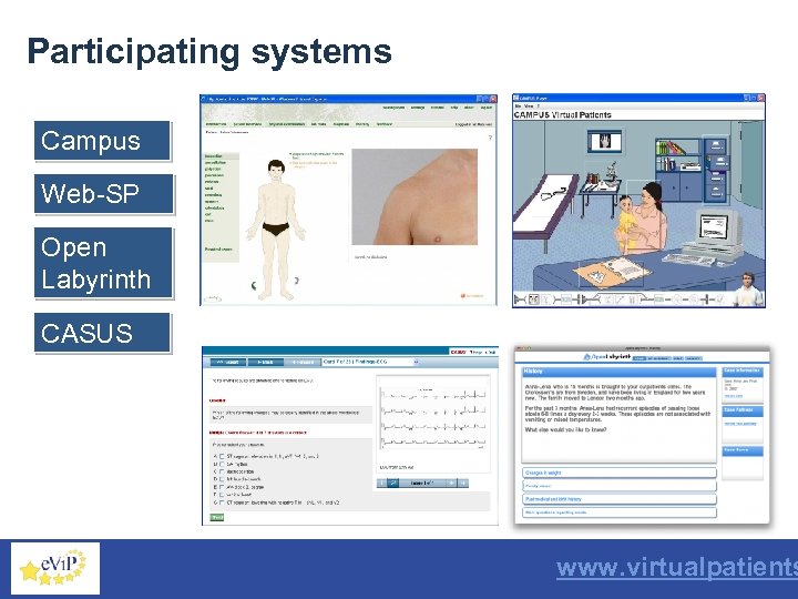 Participating systems Campus Web-SP Open Labyrinth CASUS September 2006 www. virtualpatients 