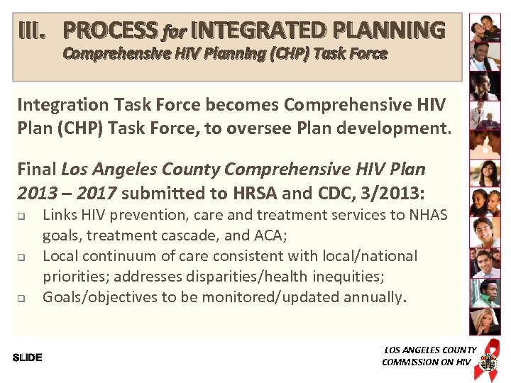 III. PROCESS for INTEGRATED PLANNING Comprehensive HIV Planning (CHP) Task Force Integration Task Force