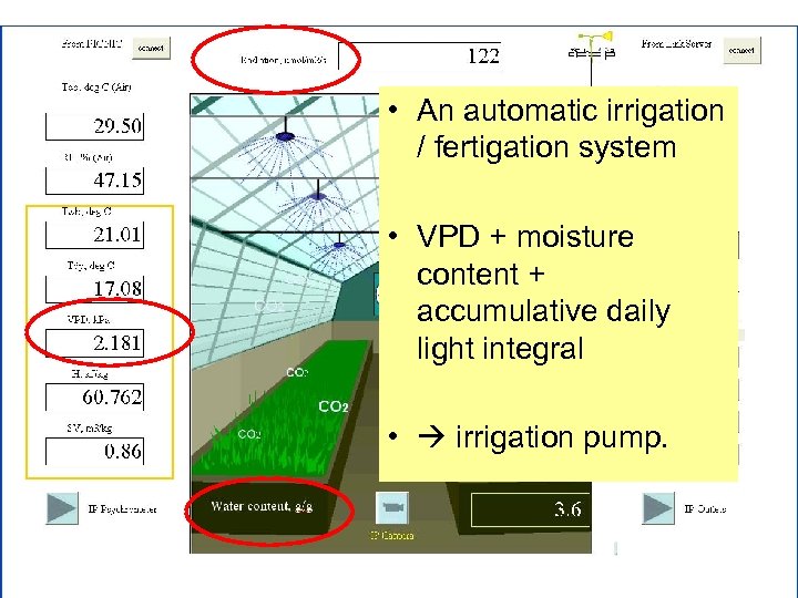  • An automatic irrigation / fertigation system • VPD + moisture content +