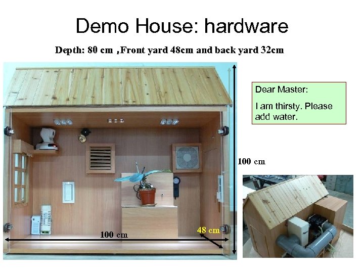 Demo House: hardware Depth: 80 cm， Front yard 48 cm and back yard 32