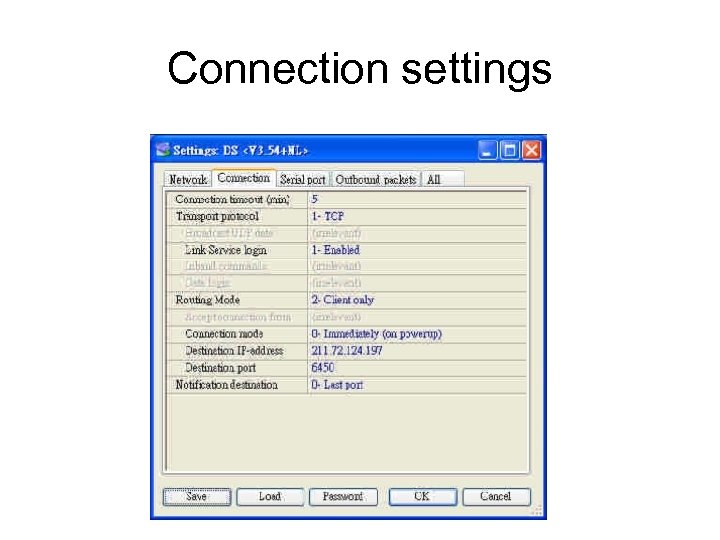 Connection settings 
