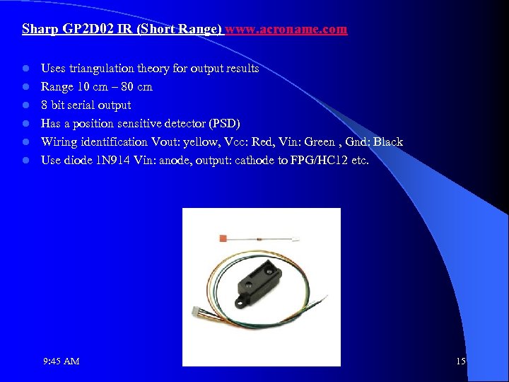 Sharp GP 2 D 02 IR (Short Range) www. acroname. com l l l